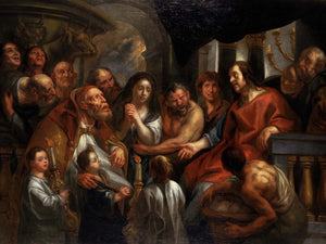 Jacob Jordaens Christus En De Overspelige Vrouw By Jacob Jordaens