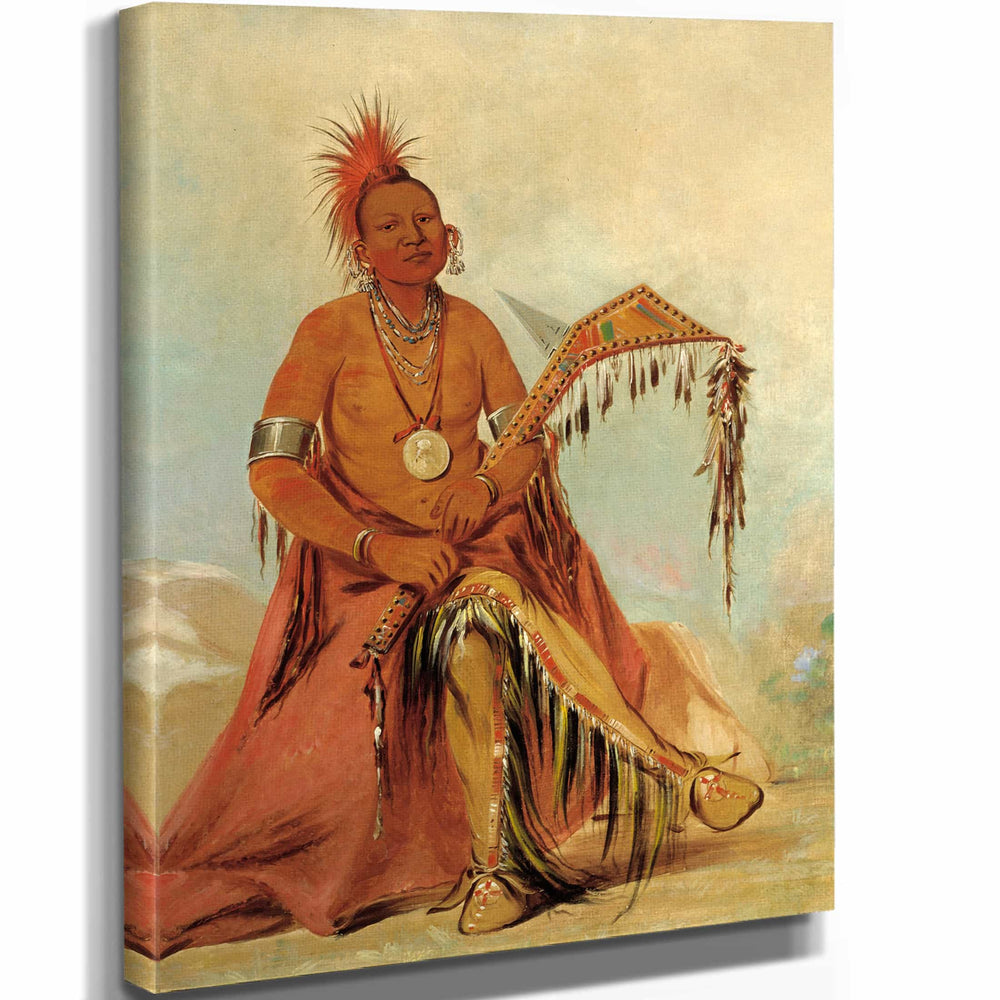 George Catlin 11" x 14" / Stretched Canvas Wrap Cler Mont First Chief Of The Tribe By George Catlin