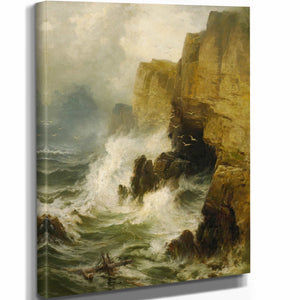 Edward Moran Cliffs In A Storm By Edward Moran