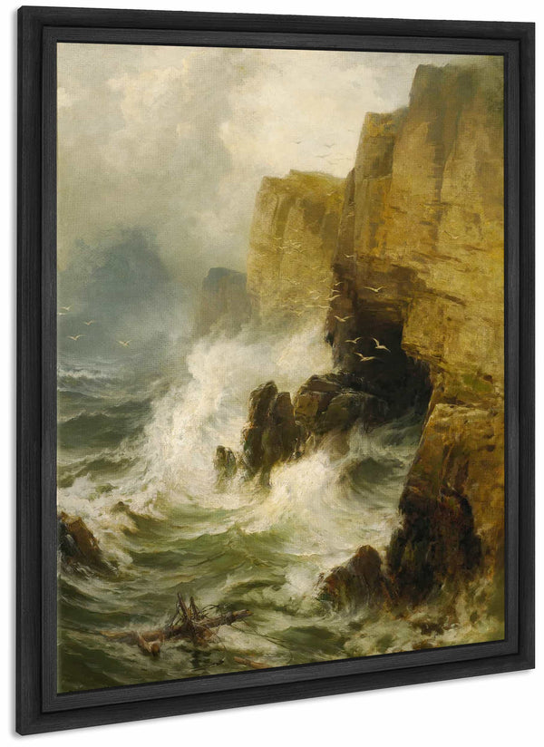 Cliffs In A Storm By Edward Moran