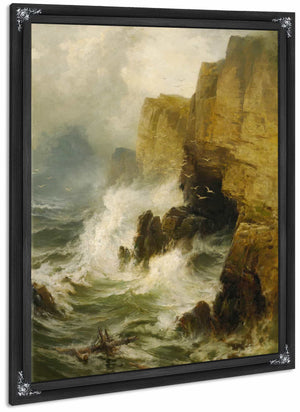 Cliffs In A Storm By Edward Moran