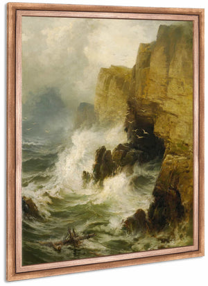 Cliffs In A Storm By Edward Moran