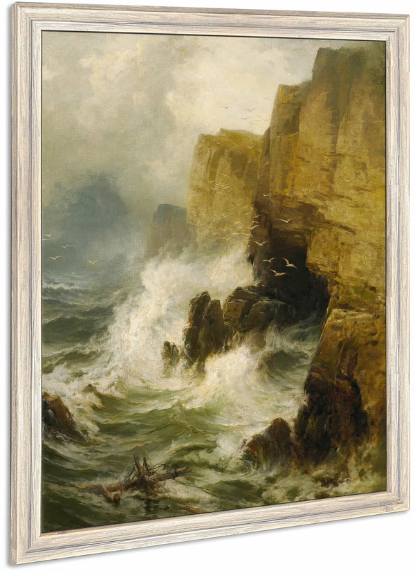 Cliffs In A Storm By Edward Moran