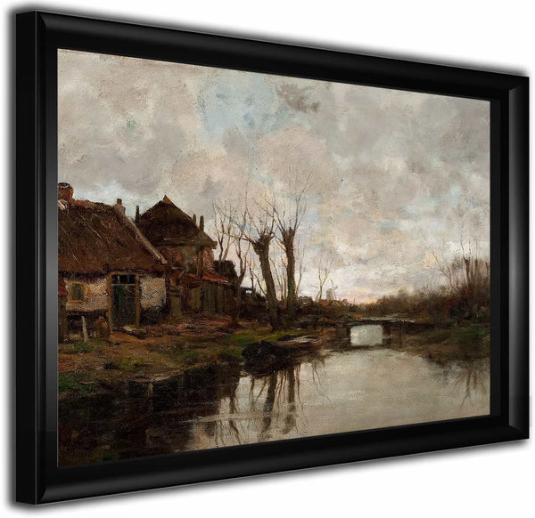 Cloudy Day Along A Dutch Canal By Charles Paul Gruppe