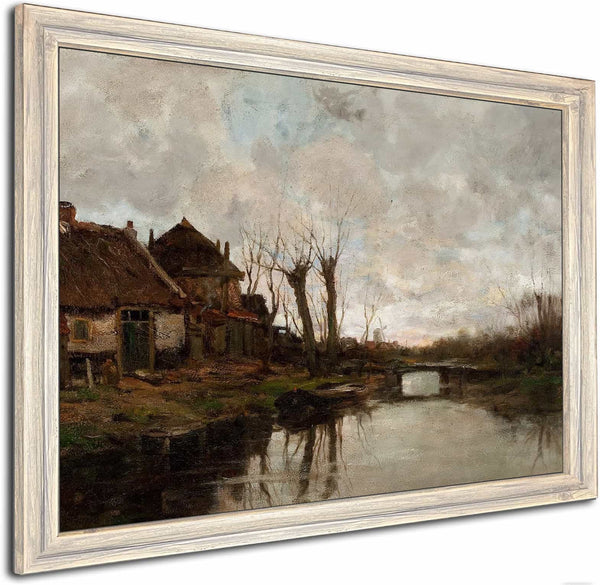 Cloudy Day Along A Dutch Canal By Charles Paul Gruppe