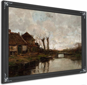 Cloudy Day Along A Dutch Canal By Charles Paul Gruppe