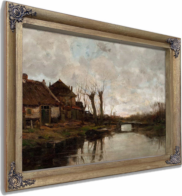 Cloudy Day Along A Dutch Canal By Charles Paul Gruppe