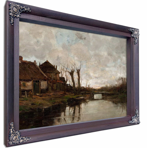 Cloudy Day Along A Dutch Canal By Charles Paul Gruppe