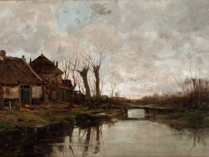 Charles Paul Gruppe Cloudy Day Along A Dutch Canal By Charles Paul Gruppe