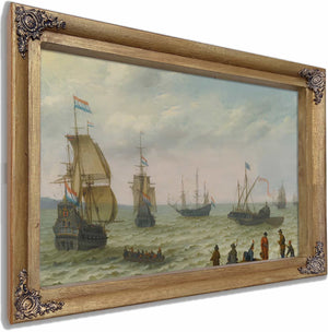 Coastal Landscape With Dutch Shipping In Choppy Seas By Abraham Willaerts