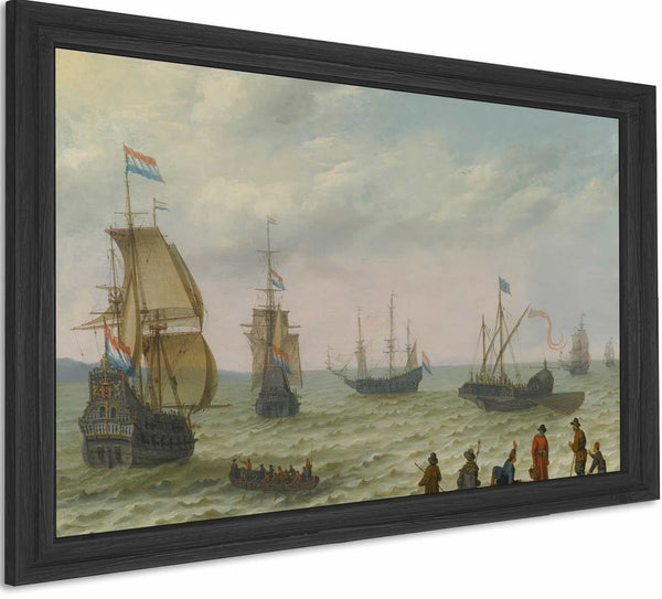 Coastal Landscape With Dutch Shipping In Choppy Seas By Abraham Willaerts