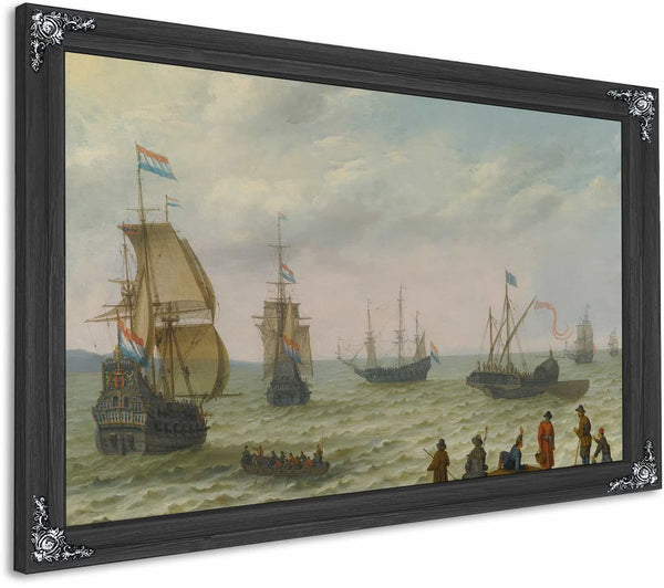 Coastal Landscape With Dutch Shipping In Choppy Seas By Abraham Willaerts