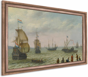 Coastal Landscape With Dutch Shipping In Choppy Seas By Abraham Willaerts