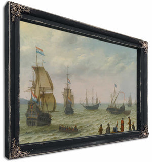 Coastal Landscape With Dutch Shipping In Choppy Seas By Abraham Willaerts