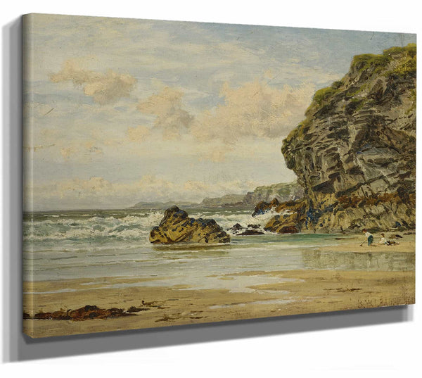 Benjamin Williams Leader 14" x 11" / Stretched Canvas Wrap Cornish Cliffs Newquay By Benjamin Williams Leader