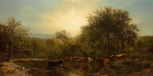 James Mcdougal Hart Cows Watering By James Mcdougal Hart