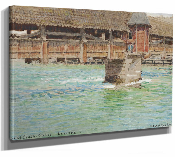 Albert Goodwin 14" x 11" / Stretched Canvas Wrap Dance Of Death Bridge Lucerne By Albert Goodwin