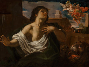 Roman School Daniel In The Lions Den With An Angel Bearing The Prophet Habakkuk By Roman School