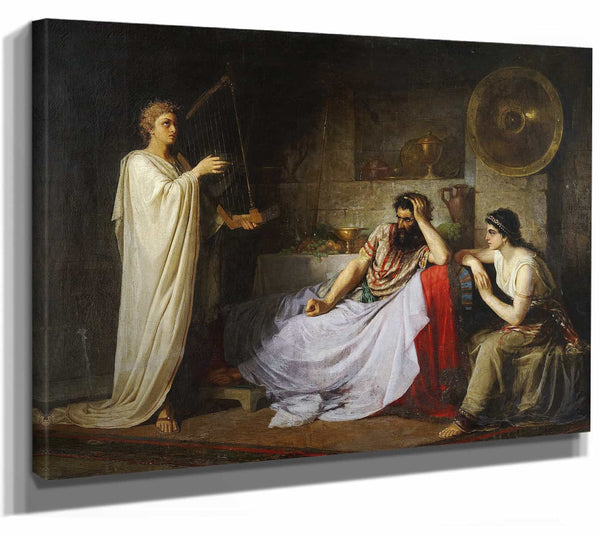 Nikolai Mikhailovich Plyusnin 14" x 11" / Stretched Canvas Wrap David Playing The Harp To Saul By Nikolai Mikhailovich Plyusnin