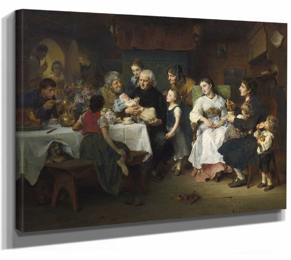 Ludwig Knaus 14" x 11" / Stretched Canvas Wrap Die Taufe By Ludwig Knaus