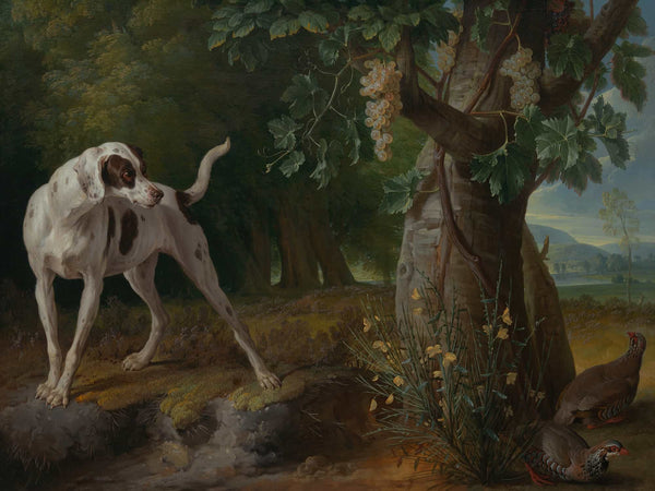 Alexandre Francois Desportes Dog Pointing Partrideges In A Landscape By Alexandre Francois Desportes