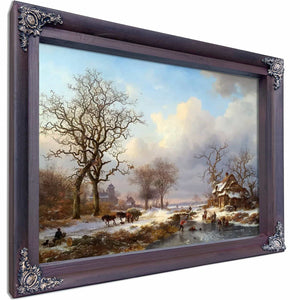 Dutch Winter Landscape With Skaters By Frederik Marinus Kruseman