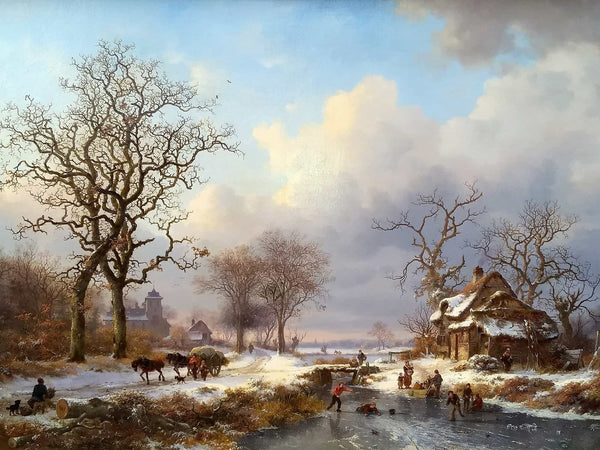 Frederik Marinus Kruseman Dutch Winter Landscape With Skaters By Frederik Marinus Kruseman