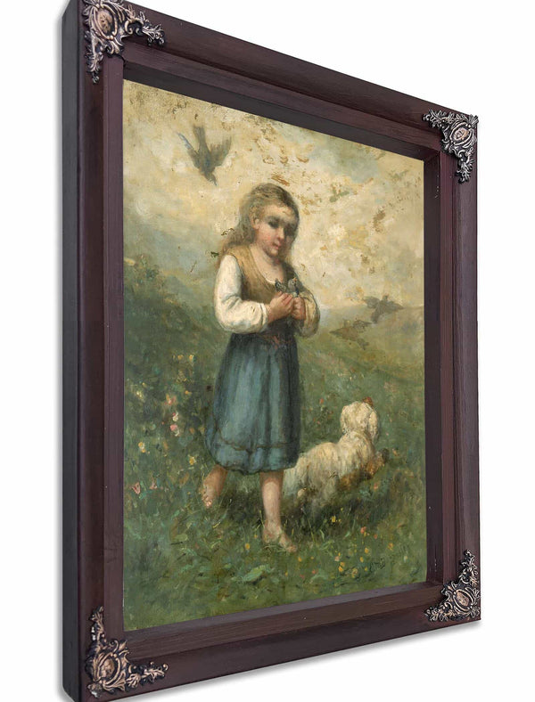 Child With Birds And Dog By Edward Mitchell Bannister