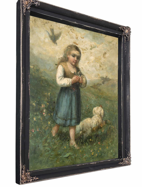 Child With Birds And Dog By Edward Mitchell Bannister