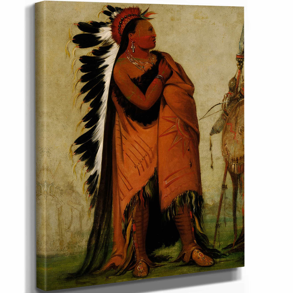 George Catlin Ee Hee A Duck Cee A He Who Ties His Hair Before By George Catlin