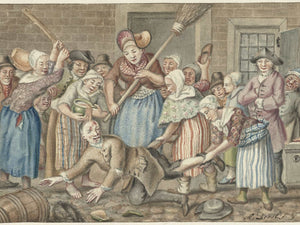 Anthonie Drost Een Man Die Zijn Vrouw Had Geslagen Wordt In De Vinkestraat Te Amsterdam Door Een Groep Vrouwen Bestraft 1768 By Anthonie Drost