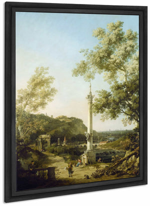 English Landscape Capriccio With A Column By Canaletto