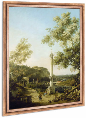 English Landscape Capriccio With A Column By Canaletto