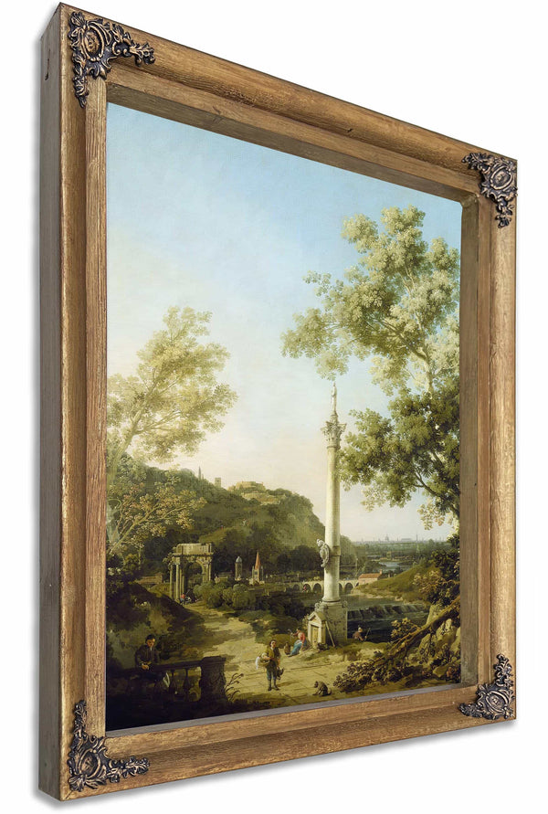 English Landscape Capriccio With A Column By Canaletto