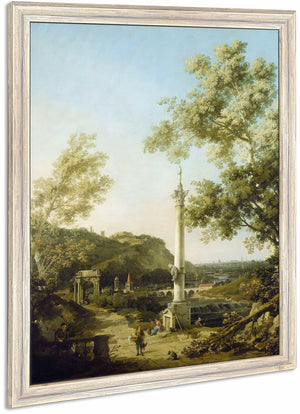 English Landscape Capriccio With A Column By Canaletto