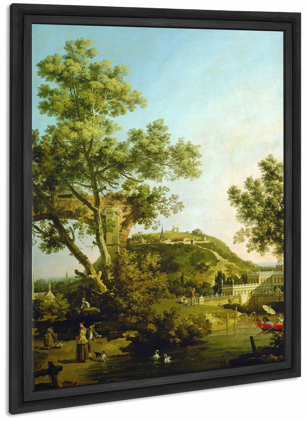 English Landscape Capriccio With A Palace By Canaletto