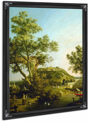 English Landscape Capriccio With A Palace By Canaletto