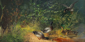 Julius Scheuerer Enten Am Teich By Julius Scheuerer