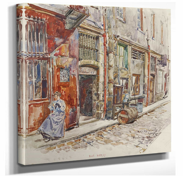 Frederic Houbron 12" x 12" / Stretched Canvas Wrap Entree Escalier A Du Marche Des Enfants Rouges En 1908 3eme Arrondissement By Frederic Houbron