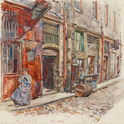 Frederic Houbron 12" x 12" / Unframed Paper Entree Escalier A Du Marche Des Enfants Rouges En 1908 3eme Arrondissement By Frederic Houbron