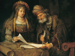 Arent De Gelder Ester Y Mardoqueo Escribiendo La Primera Carta Del Purim By Arent De Gelder