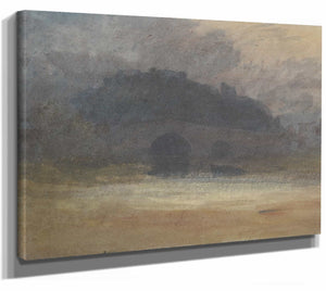 Joseph Mallord William Turner 14" x 11" / Stretched Canvas Wrap Evening Landscape With Castle And Bridge In Yorkshire By Joseph Mallord William Turner