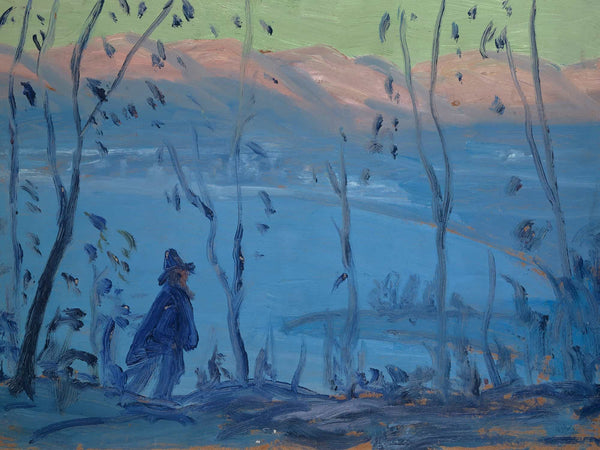 Ernst Schiess Evening Walk Above A Southern Lake By Ernst Schiess