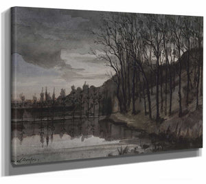 Leon Becker 14" x 11" / Stretched Canvas Wrap Evening By Leon Becker