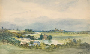 Antoine Chintreuil Extensive Landscape Prospect With A Fortified Building On Hill In The Background By Antoine Chintreuil