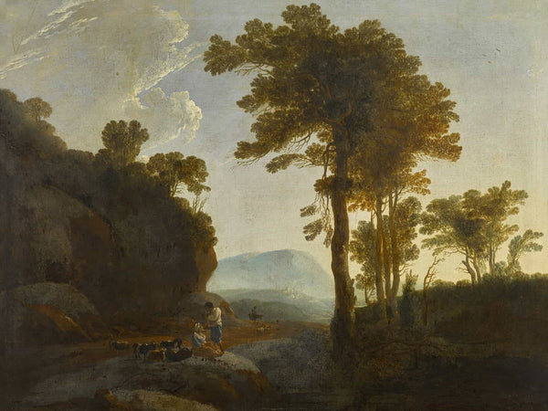 Thomas Jones Extensive Landscape With A Shepherd And Shepherdess And Their Flock By Thomas Jones