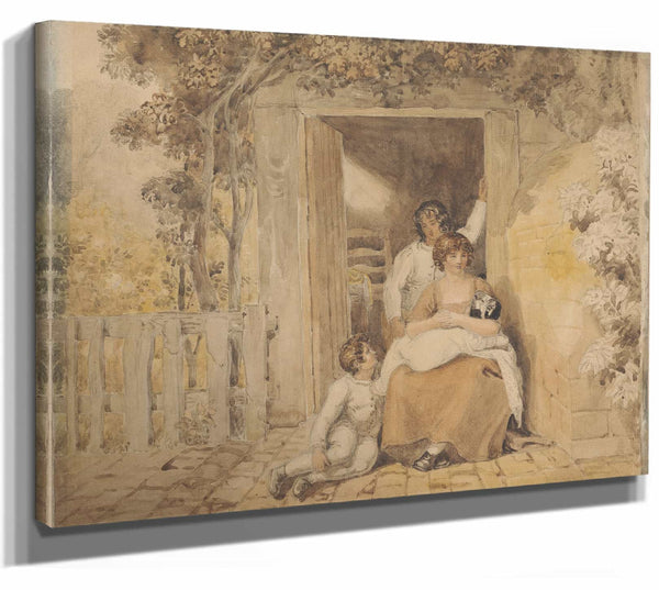 Family Posed In Front Of A Doorway By Joshua Cristall