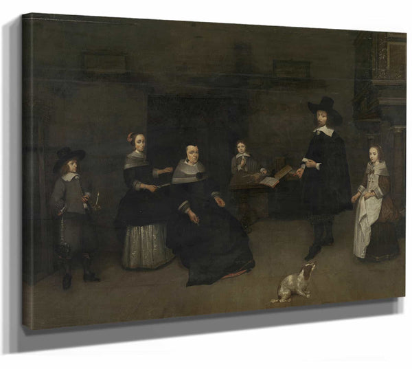 Caspar Netscher Family Scene By Caspar Netscher