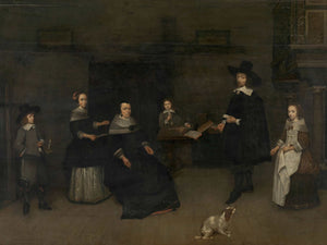 Caspar Netscher Family Scene By Caspar Netscher