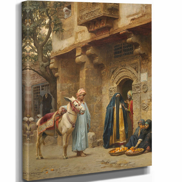 Frederick Arthur Bridgman Femmes Arabes Devant Une Porte By Frederick Arthur Bridgman